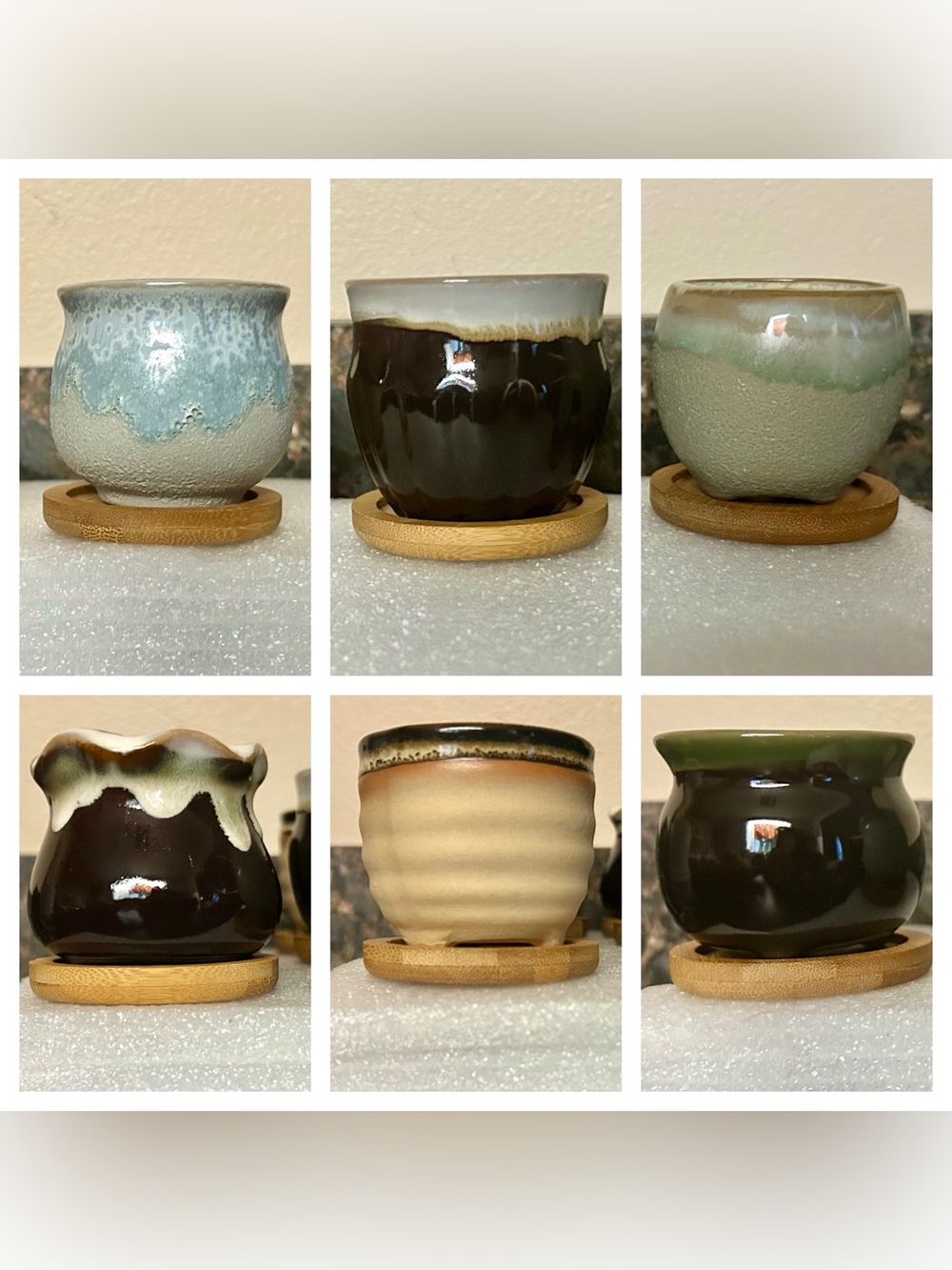 2.1 Inch Succulent Pots with Drainage and Base. This is a set of 6.